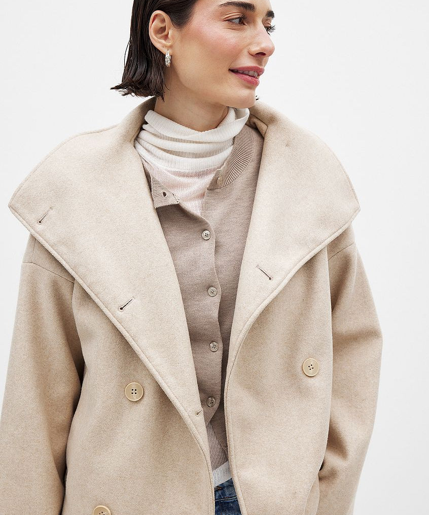 Elise Élégance dames winterjas – korte wollen jas met dubbele knoopsluiting en stijlvolle pasvorm