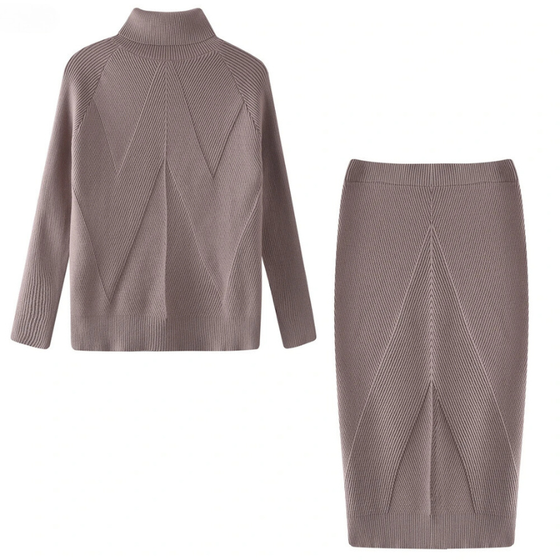 Leona Gebreide Set – Luxe Coltrui & Broek voor Warmte en Stijl