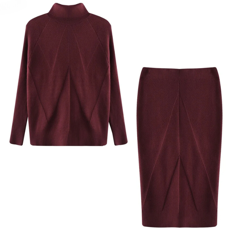 Leona Gebreide Set – Luxe Coltrui & Broek voor Warmte en Stijl