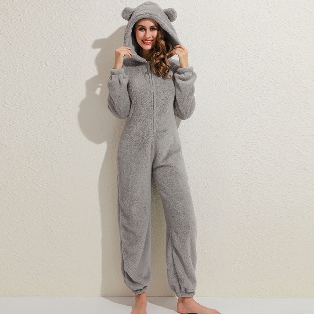 SnugglePaws fleece onesie – superzachte dames onesie met schattige berenoortjes