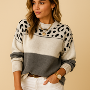 Yara Gebreide Trui – Oversized Panterprint Damestrui met Streetwear Look