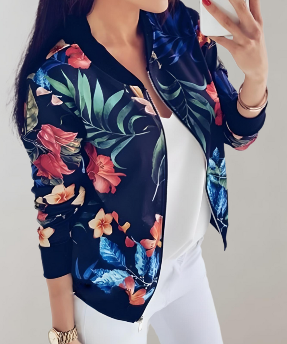 Kaelin dames bomberjack | Trendy bloemen bomberjack | Lichtgewicht en veelzijdig