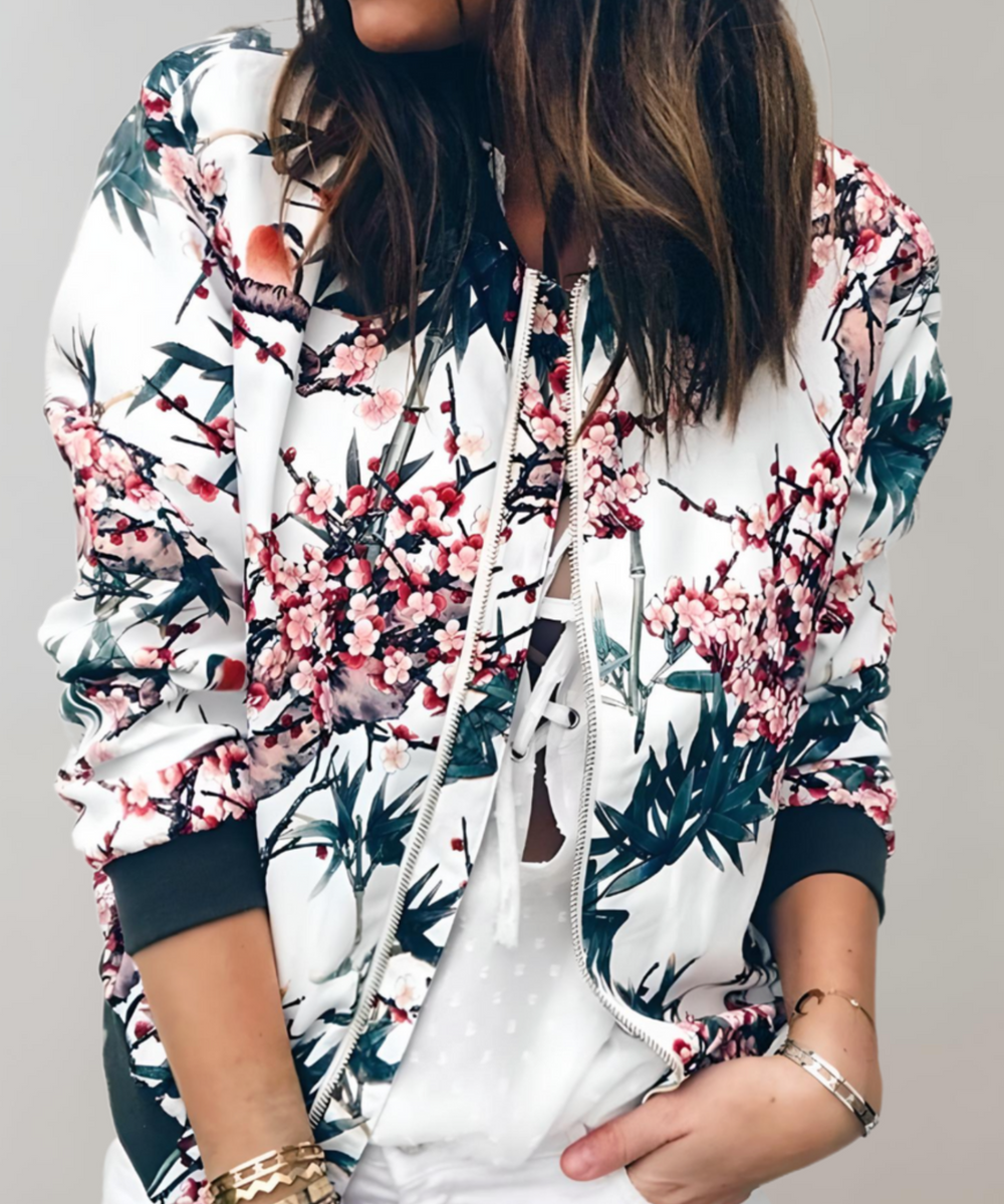 Kaelin dames bomberjack | Trendy bloemen bomberjack | Lichtgewicht en veelzijdig
