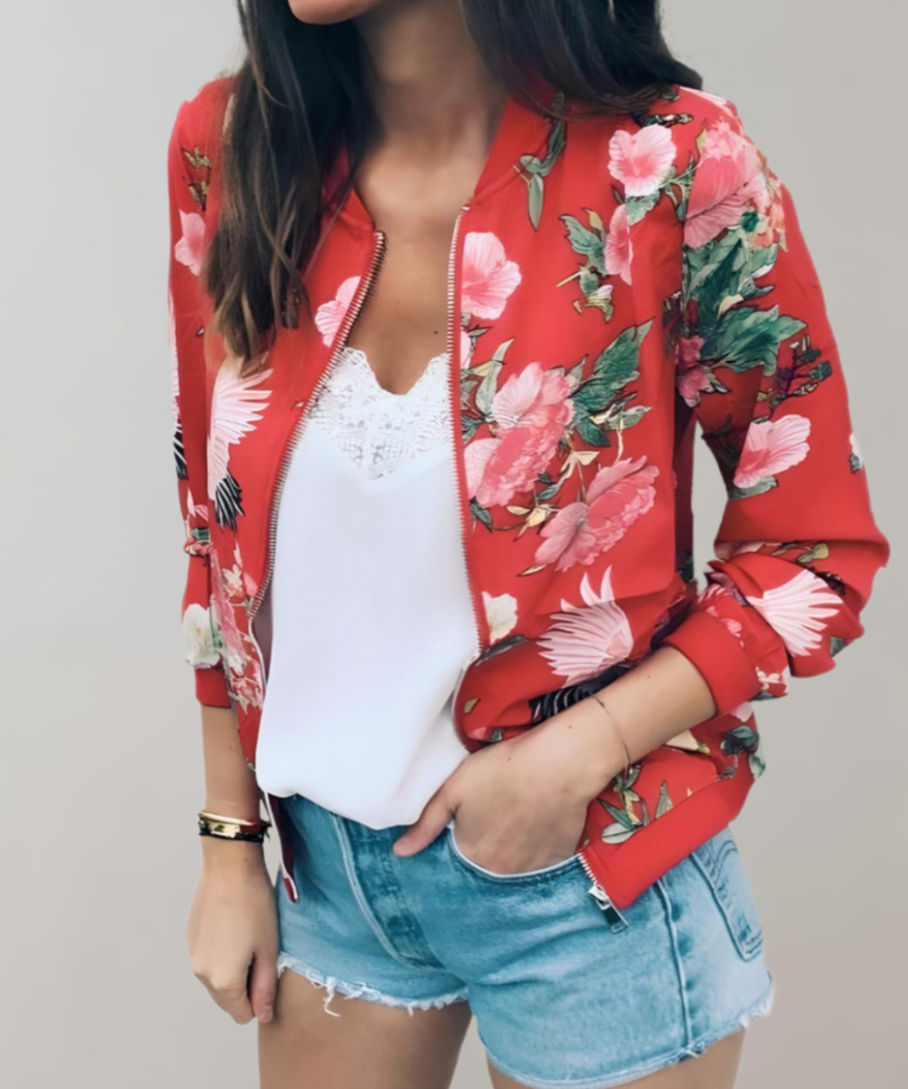 Kaelin dames bomberjack | Trendy bloemen bomberjack | Lichtgewicht en veelzijdig