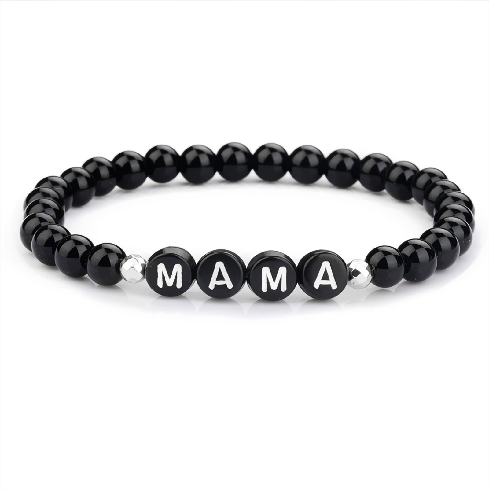 Pip armband – zwarte letterkralen, persoonlijk & Moederdag cadeau