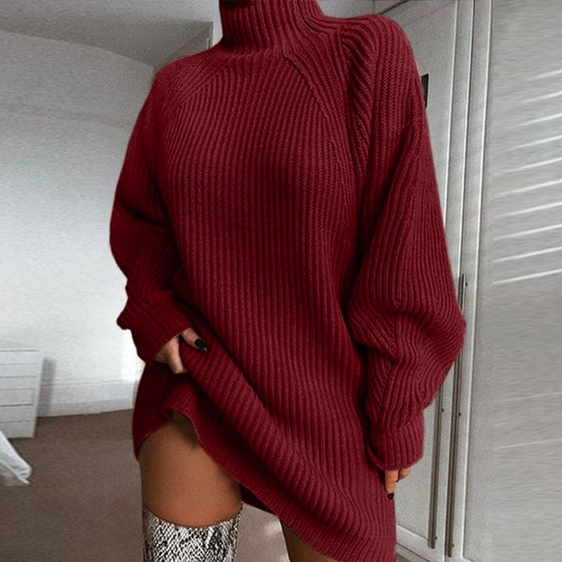 Lilia Lange Wintertrui – Oversized Damestrui met Col en Extra Lange Mouwen