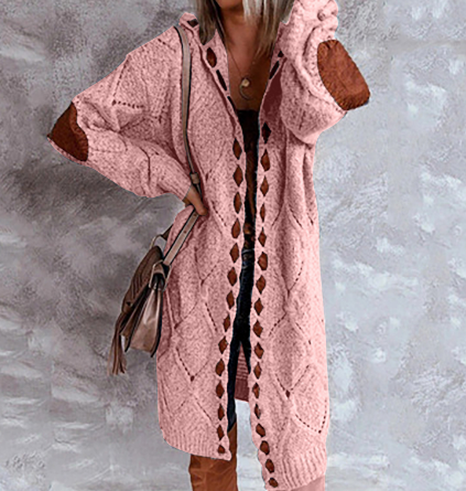 Evelyn Lang Damesvest – Oversized Grofgebreid Vest met Capuchon | Vardi Dante