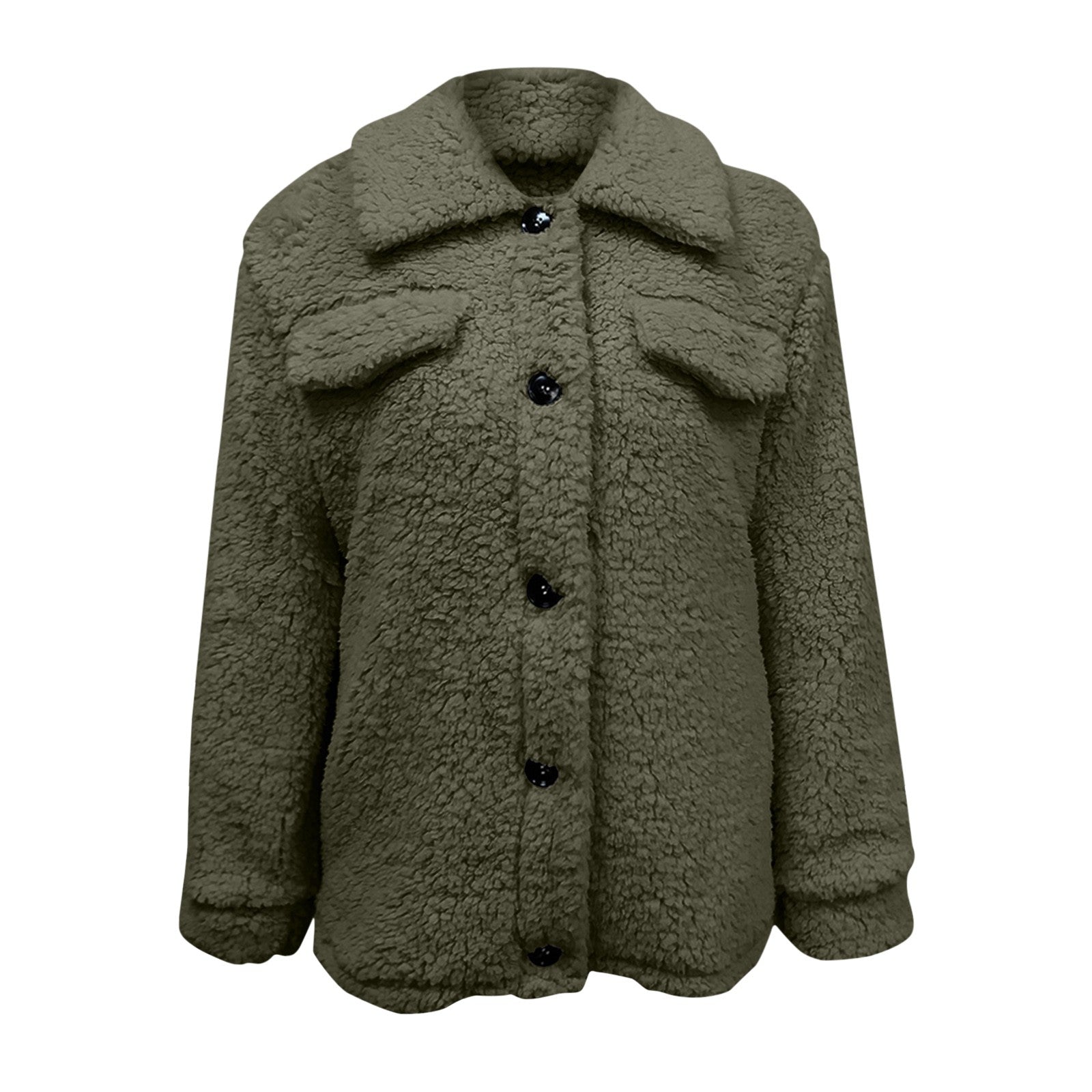 Dubbelzijdige teddy fleece winterjas dames – stijlvol en warm met opstaande kraag