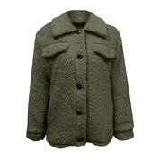 Dubbelzijdige teddy fleece winterjas dames – stijlvol en warm met opstaande kraag