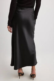 Satijnen Midi-Rok Dames – Elegante Rok met Hoge Taille en Glanzende Afwerking