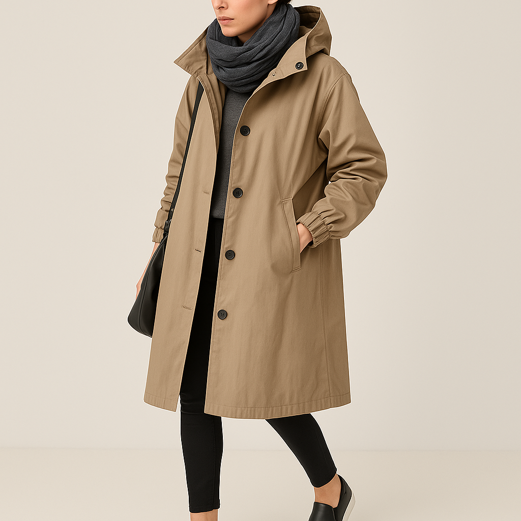 Amelia Berlin dames regenjas met capuchon – waterdichte elegante regenmantel