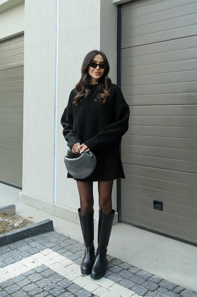 Herfst winter set dames – trui met bijpassende rok in bordeaux