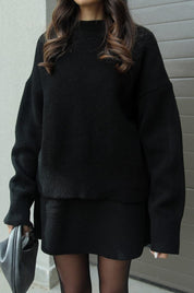 Herfst winter set dames – trui met bijpassende rok in bordeaux