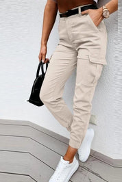 Sofie dames cargobroek – hoge taille broek met zijzakken en tapered fit