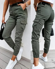 Sofie dames cargobroek – hoge taille broek met zijzakken en tapered fit