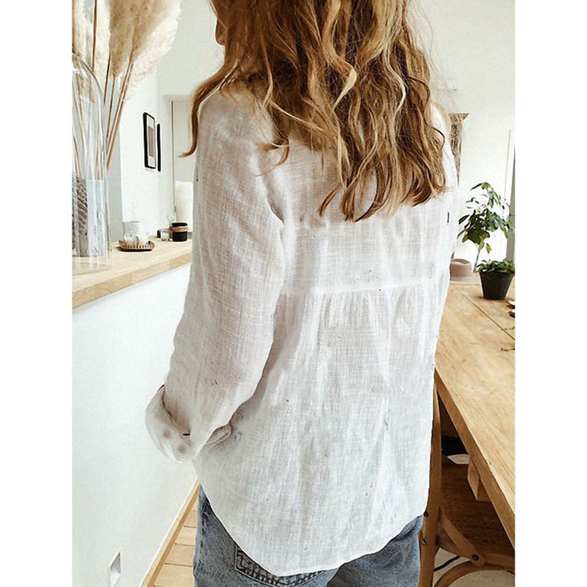 Vardi Dante Chloë Casual Blouse – Luchtige Damesblouse met Knoopsluiting en Halflange Mouwen