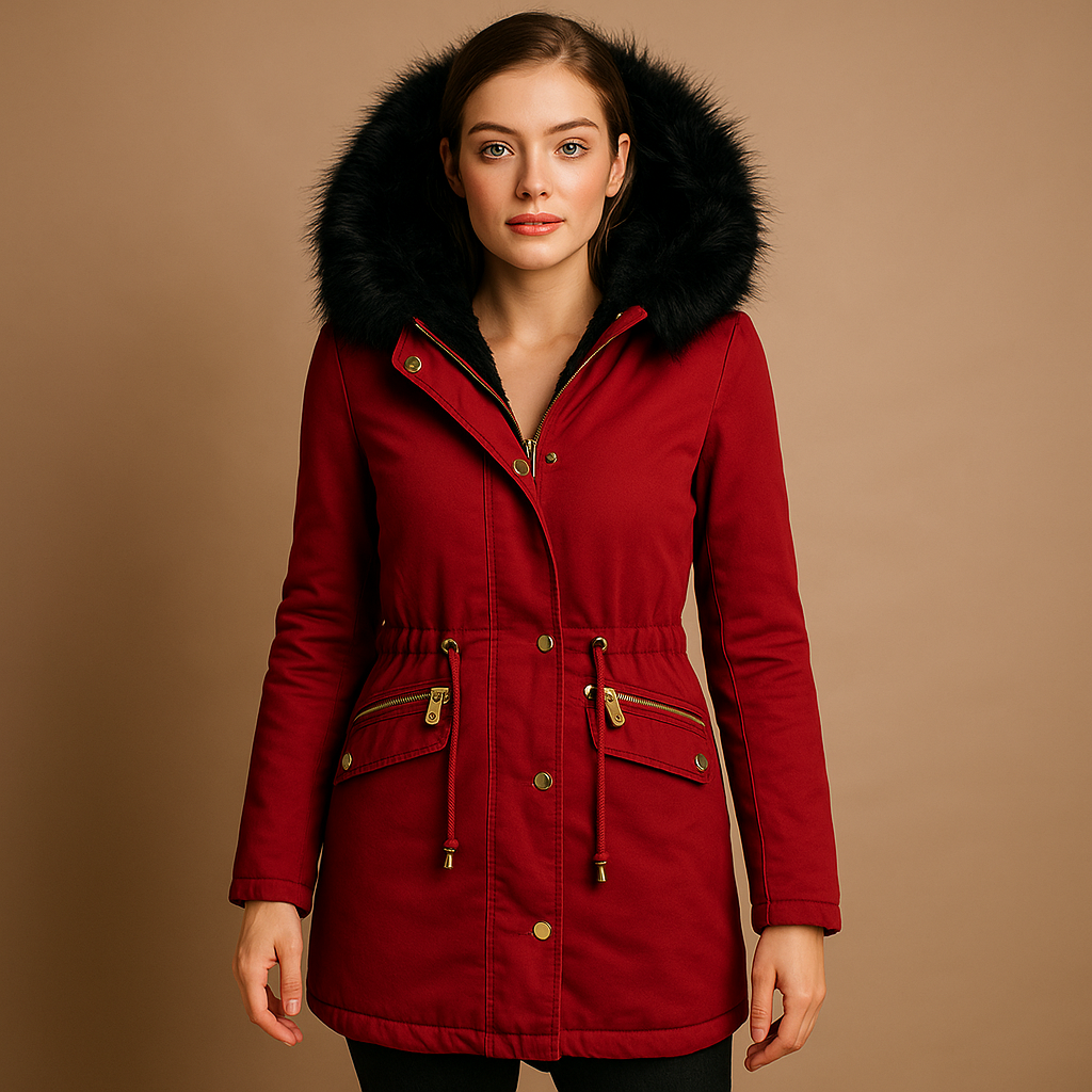 Thermo winterjas dames Anouk – met imitatiebont capuchon & warme isolatie