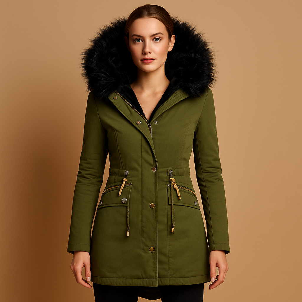Thermo winterjas dames Anouk – met imitatiebont capuchon & warme isolatie