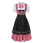 Fien Oktoberfest Jurk Dames | Traditionele Geruite Dirndl met Schort | Authentieke Outfit
