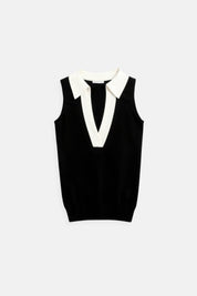 Gebreide Polo Top Dames – Zomerse Tanktop met Contrasterende Rand | Velicia