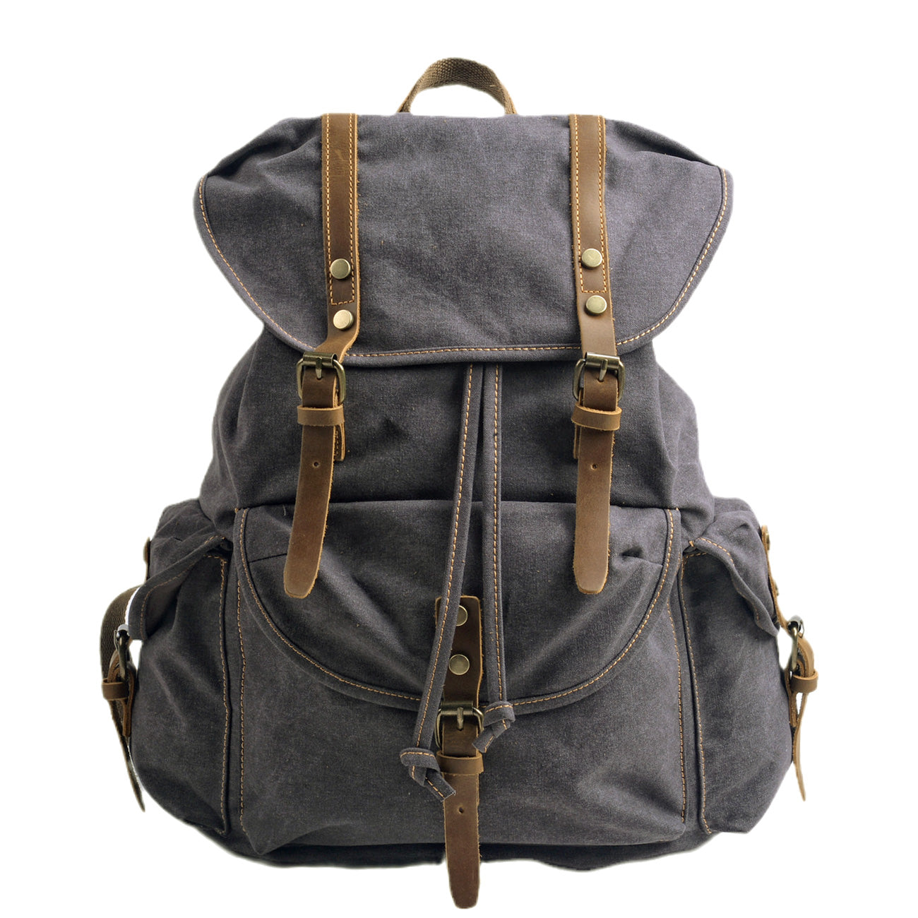 Vintage canvas rugzak – praktische heren & dames backpack met riemdetails