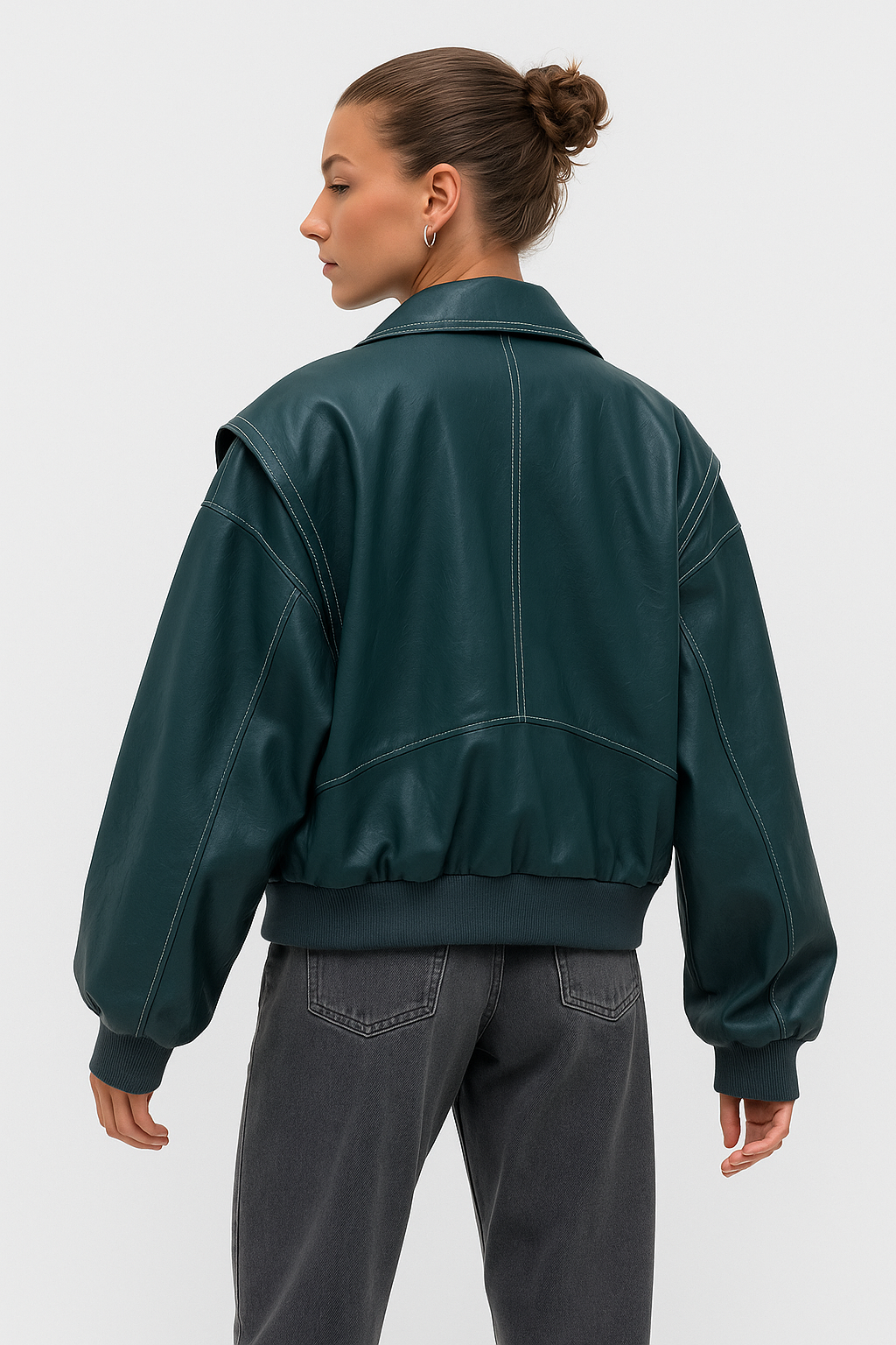 VIVIEN dames leren jas – oversized herfstjas in rood, groen, bruin of zwart