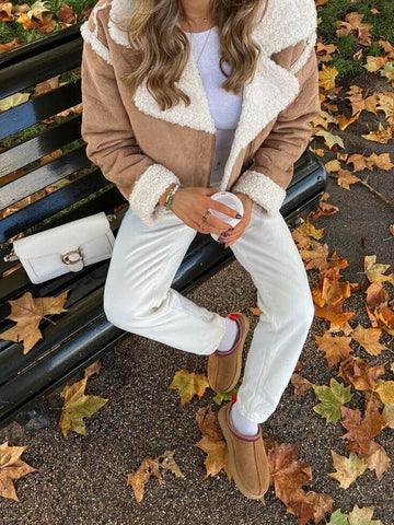 Tasman dames pantoffels – warme suède pantoffels met schapenwollen voering