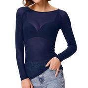 Melinda Mesh Shirt – Glanzend Stijlvol Shirt met Lange Mouwen voor Dames