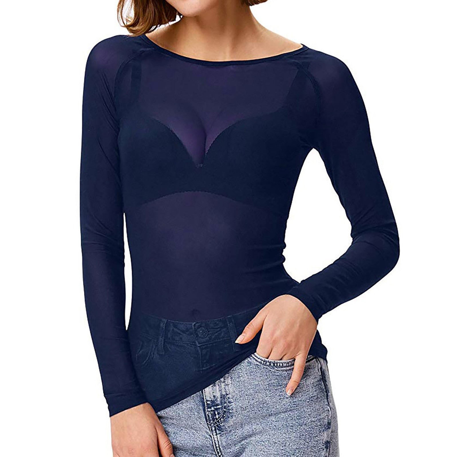 Melinda Mesh Shirt – Glanzend Stijlvol Shirt met Lange Mouwen voor Dames