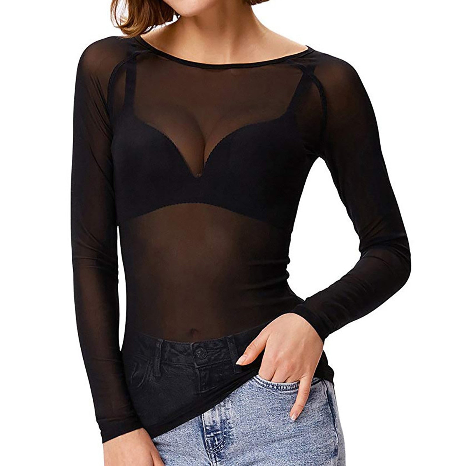 Melinda Mesh Shirt – Glanzend Stijlvol Shirt met Lange Mouwen voor Dames