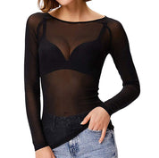 Melinda Mesh Shirt – Glanzend Stijlvol Shirt met Lange Mouwen voor Dames