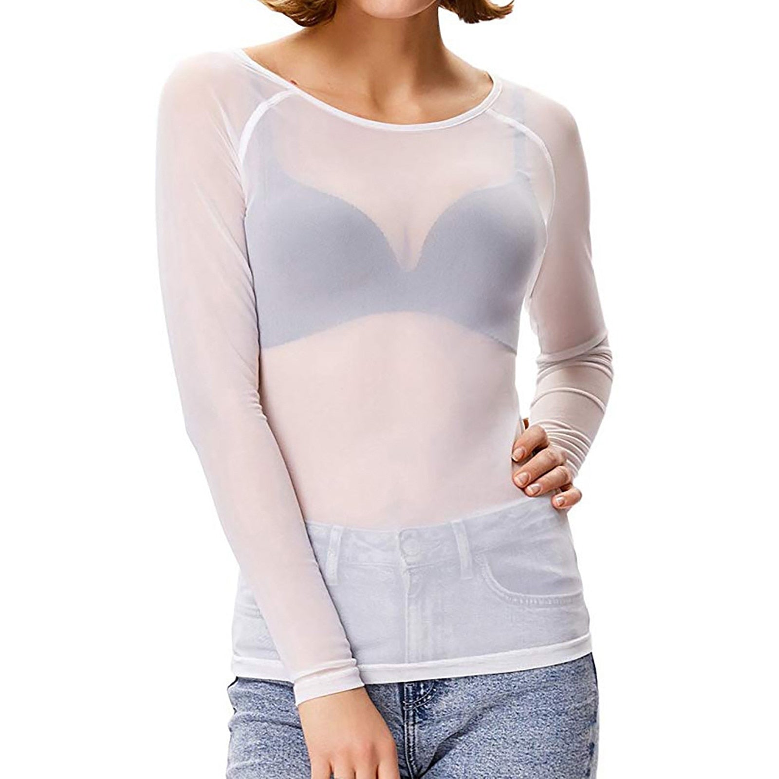 Melinda Mesh Shirt – Glanzend Stijlvol Shirt met Lange Mouwen voor Dames