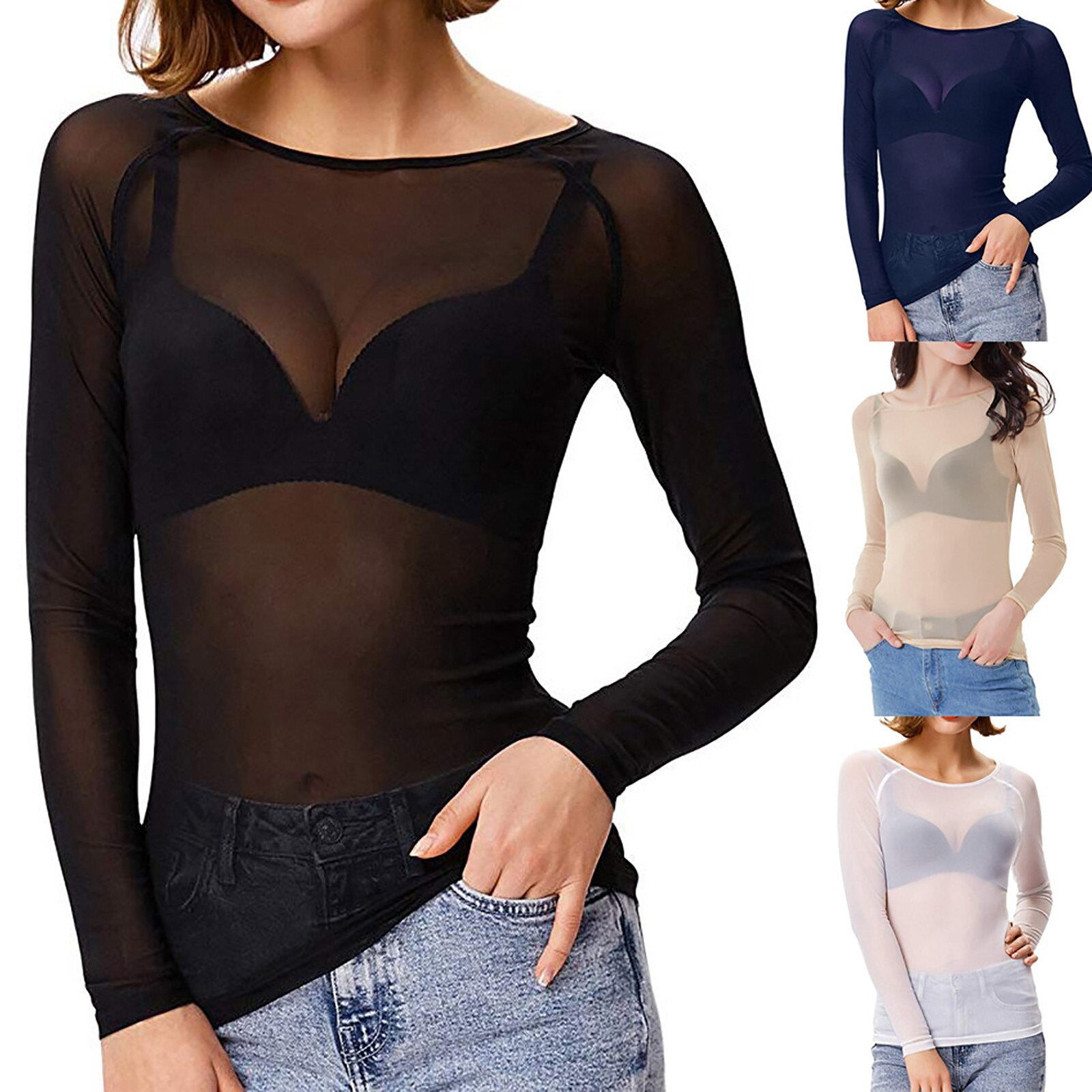 Melinda Mesh Shirt – Glanzend Stijlvol Shirt met Lange Mouwen voor Dames