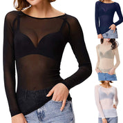 Melinda Mesh Shirt – Glanzend Stijlvol Shirt met Lange Mouwen voor Dames