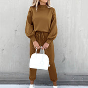 Ultiem Zacht Huispak voor Dames – Comfy Loungewear Set met Coltrui en High Waist Broek