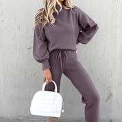 Ultiem Zacht Huispak voor Dames – Comfy Loungewear Set met Coltrui en High Waist Broek
