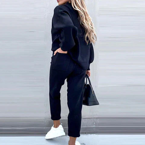 Ultiem Zacht Huispak voor Dames – Comfy Loungewear Set met Coltrui en High Waist Broek
