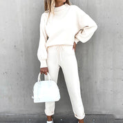 Ultiem Zacht Huispak voor Dames – Comfy Loungewear Set met Coltrui en High Waist Broek