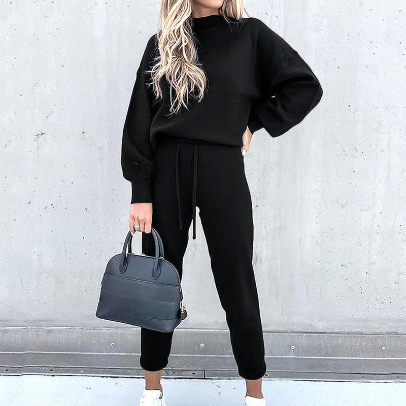Ultiem Zacht Huispak voor Dames – Comfy Loungewear Set met Coltrui en High Waist Broek