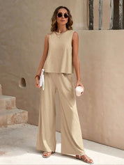 Dames zomer set – tweedelig pak met top en losse broek voor een stijlvolle casual look