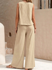 Dames zomer set – tweedelig pak met top en losse broek voor een stijlvolle casual look