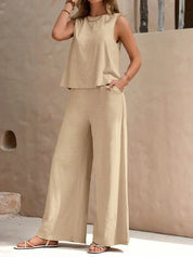 Dames zomer set – tweedelig pak met top en losse broek voor een stijlvolle casual look