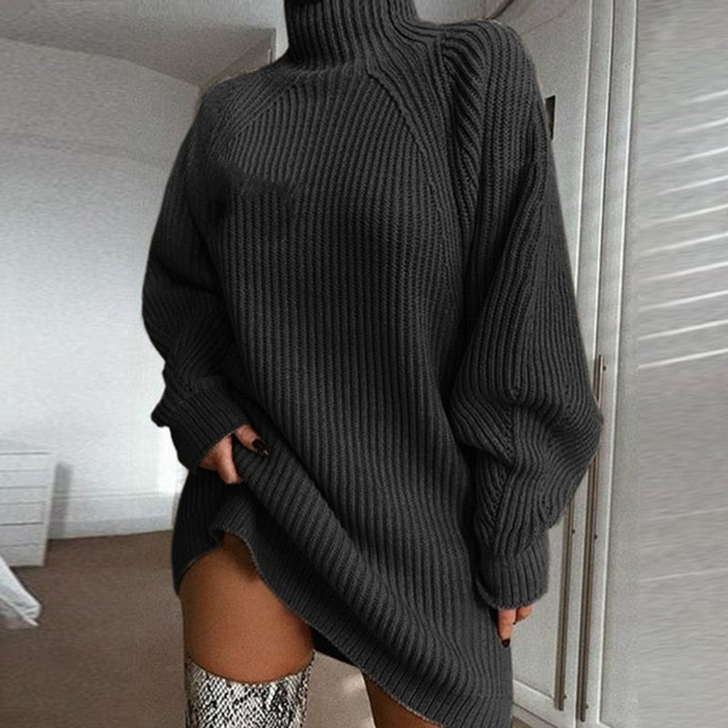 Lilia Lange Wintertrui – Oversized Damestrui met Col en Extra Lange Mouwen